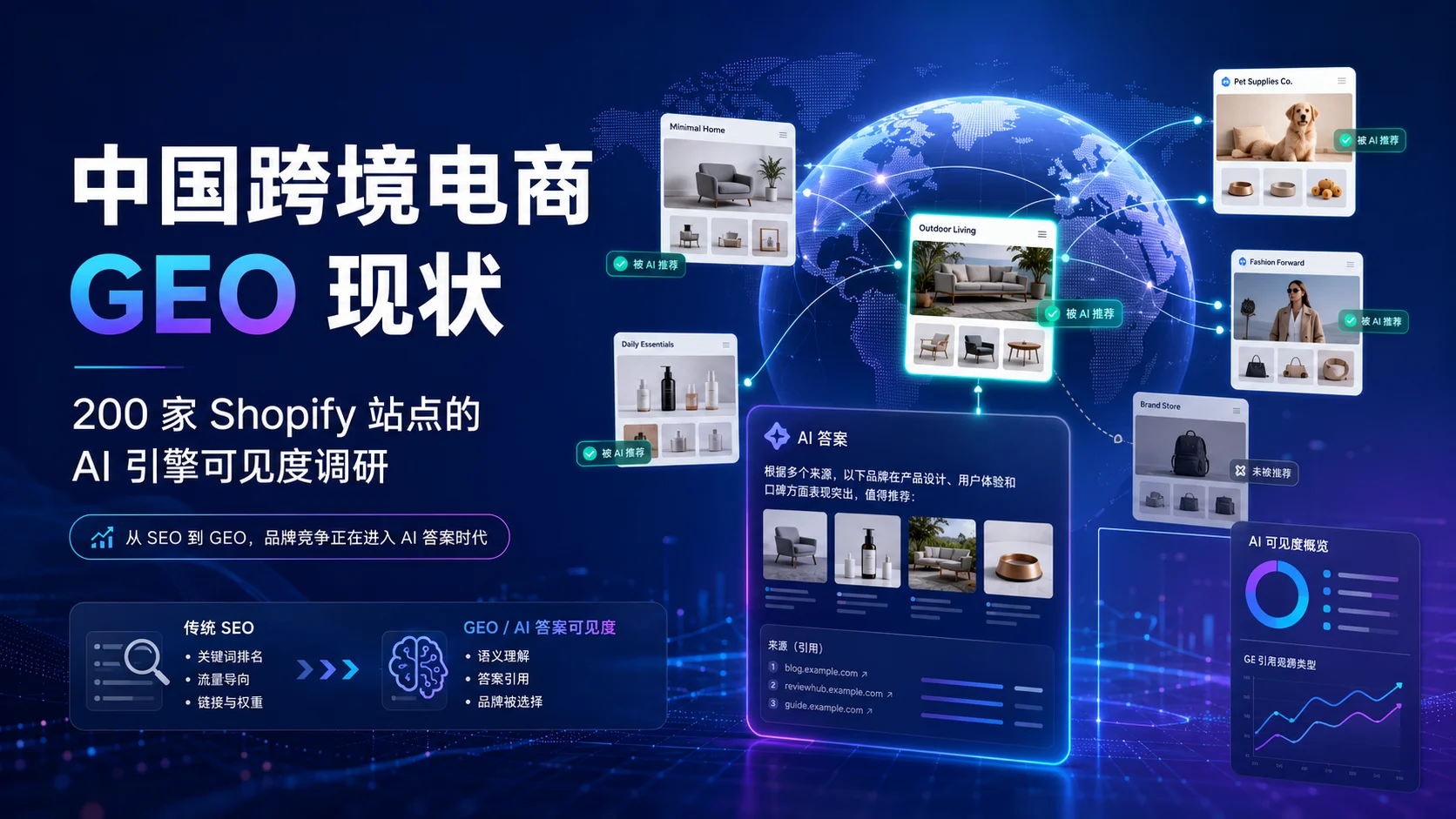 中国跨境电商 GEO 现状：200 家 Shopify 站点的 AI 引擎可见度调研